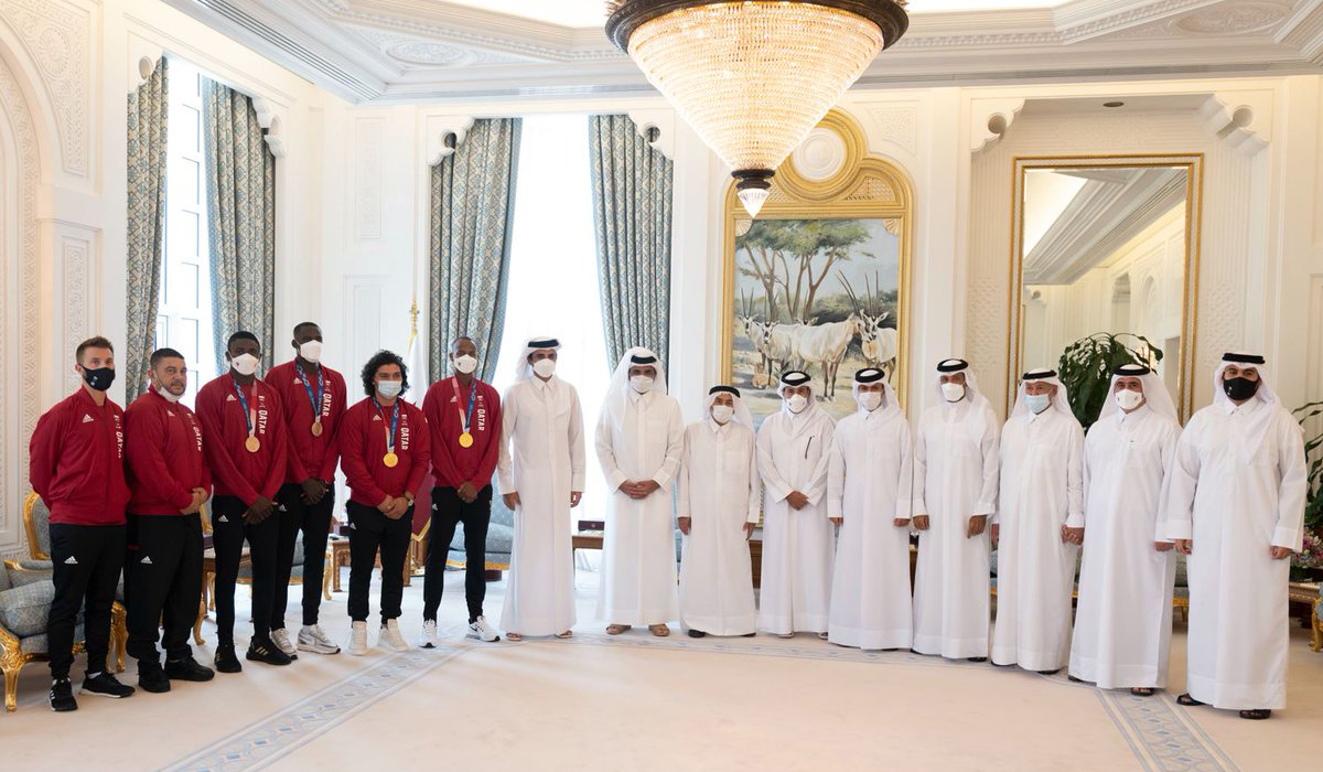 HH the Amir Meets Team Qatar Champions at Tokyo 2020 Olympics